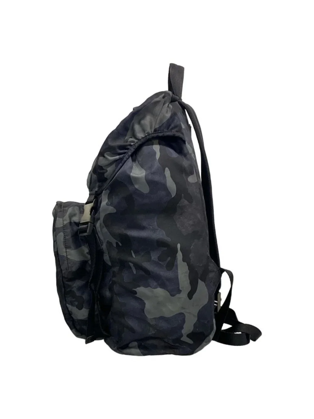 Prada Backpack Dark Navy Gray Multi Leather Tag Camouflage Pattern